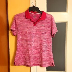 Puma Golf Women's Heathered Pink Polo Golf Shirt Size L